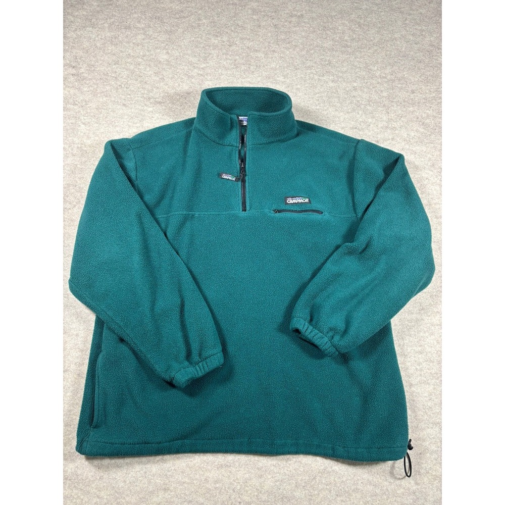 VTG Campmor Mens XL Fleece Pullover Quarter Zip Teal Green Outdoor Jacket Pocket
